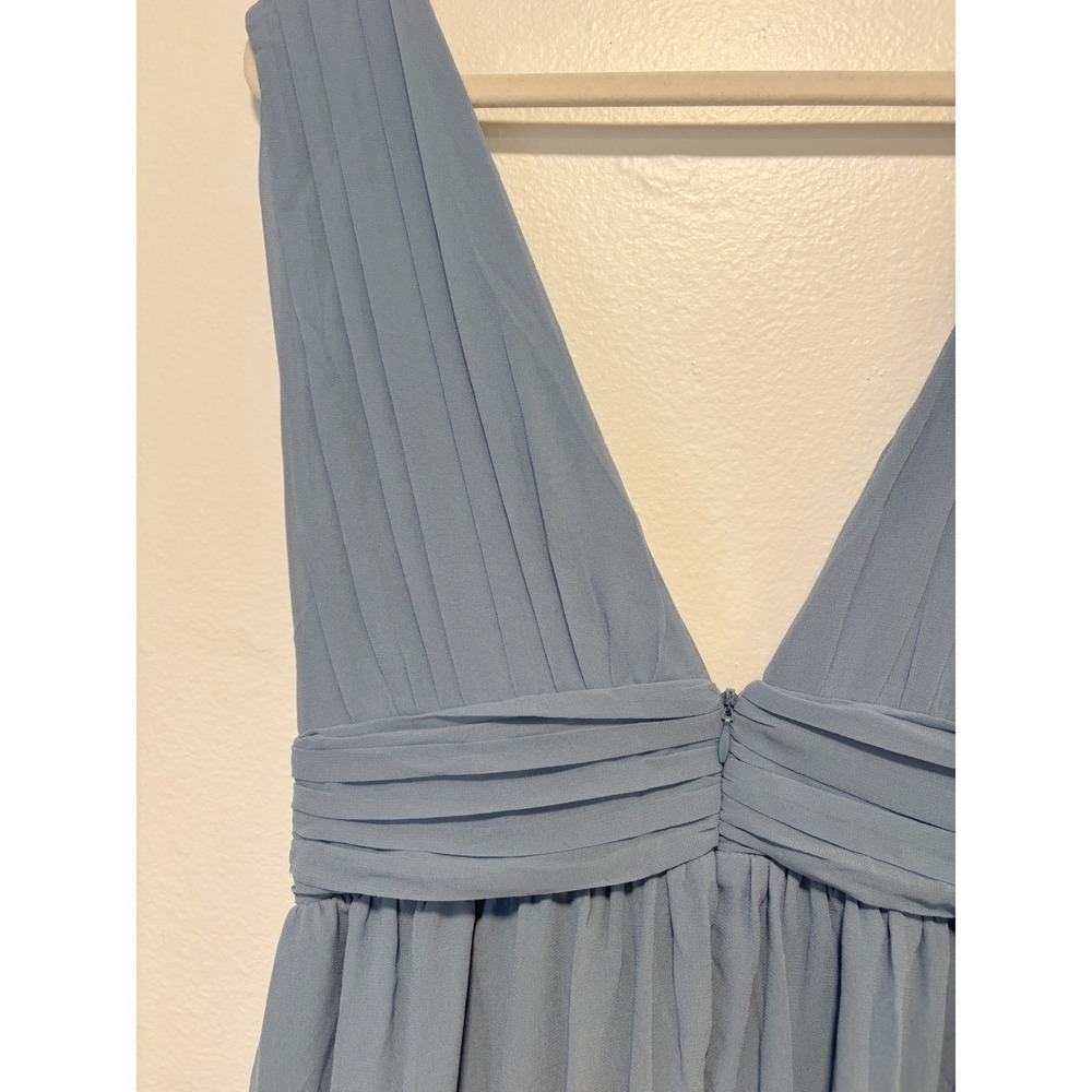 NWT Lulus Heavenly Hues Dusty Blue Maxi Dress Pleated V-Neck Gown‎ Womens Sz S - Picture 6 of 6